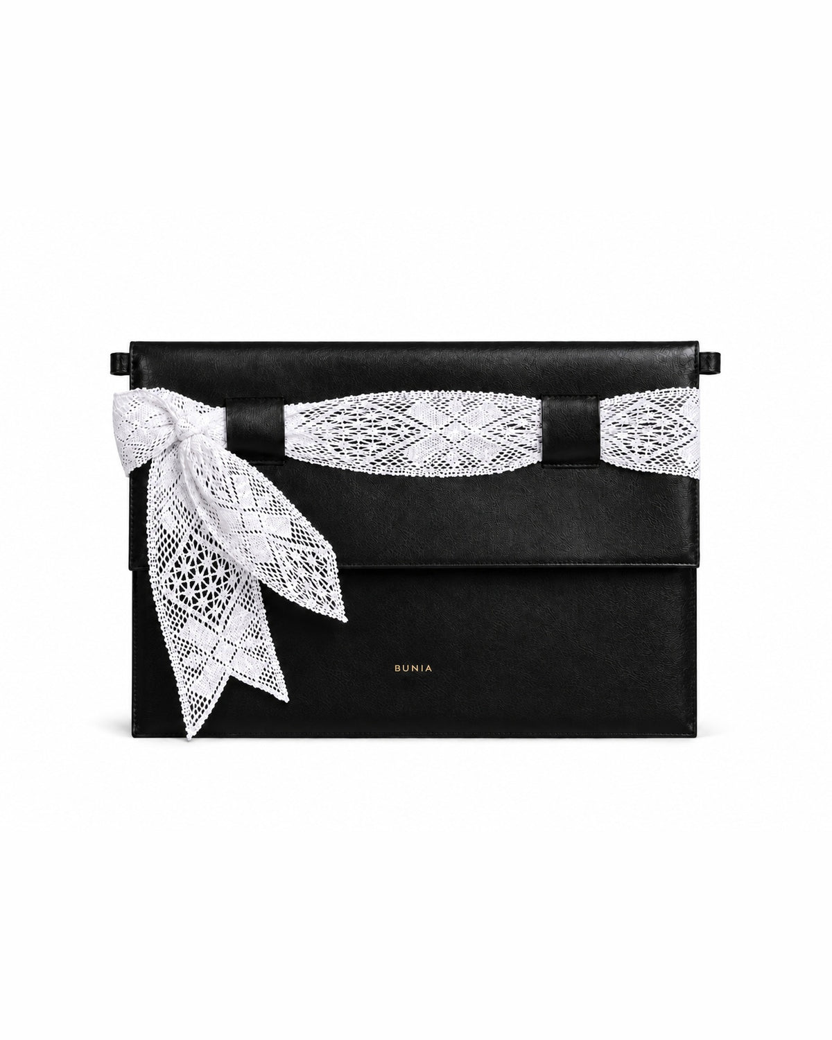 BUNIA Mini Black Clutch with lace bow